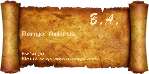 Benyo Ambrus névjegykártya